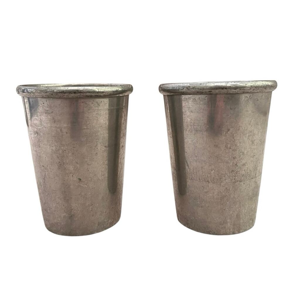 Vtg Stieff Pewter Mint Julep Tumbler Cups Set of 2 P10-7 Colonial ATC Touchmark